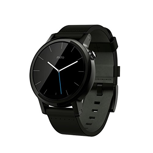 Motorola Moto 360 (2. Generation) 42mm Edelstahlgehäuse mit Lederarmband schwarz