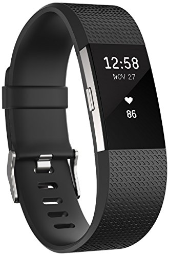 Fitbit Standard Charge 2 Unisex Armband Zur Herzfrequenz Und Fitnessaufzeichnung, Schwarz, S, FB407SBKS-EU