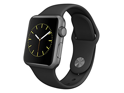 Apple Watch Sport Smartwatch mit Gehäuse aus Aluminium silber von 38 mm und Armband Sport Schwarz