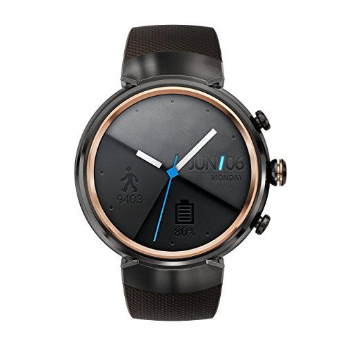 Asus Zenwatch 3 WI503Q-1RGRY0001 (3,5cm (1,39 Zoll), Amoled, 400 x 400 Qualcomm Snapdragon Wear 2100 512MB, 4GB, Android Wear Sportarmband) dunkelbraun