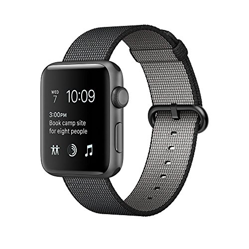 Apple MP072MP/A Smartwatch Series 2, 42mm Aluminium Schutzhülle mit Woven Nylon Band space grau/schwarz